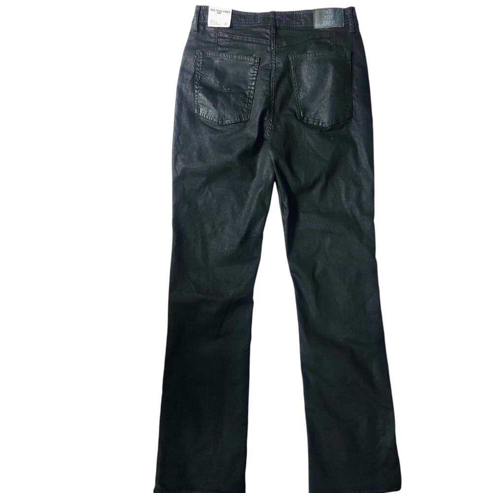 Free People Black Coated Straight-Leg Jeans - Picture 3 of 7